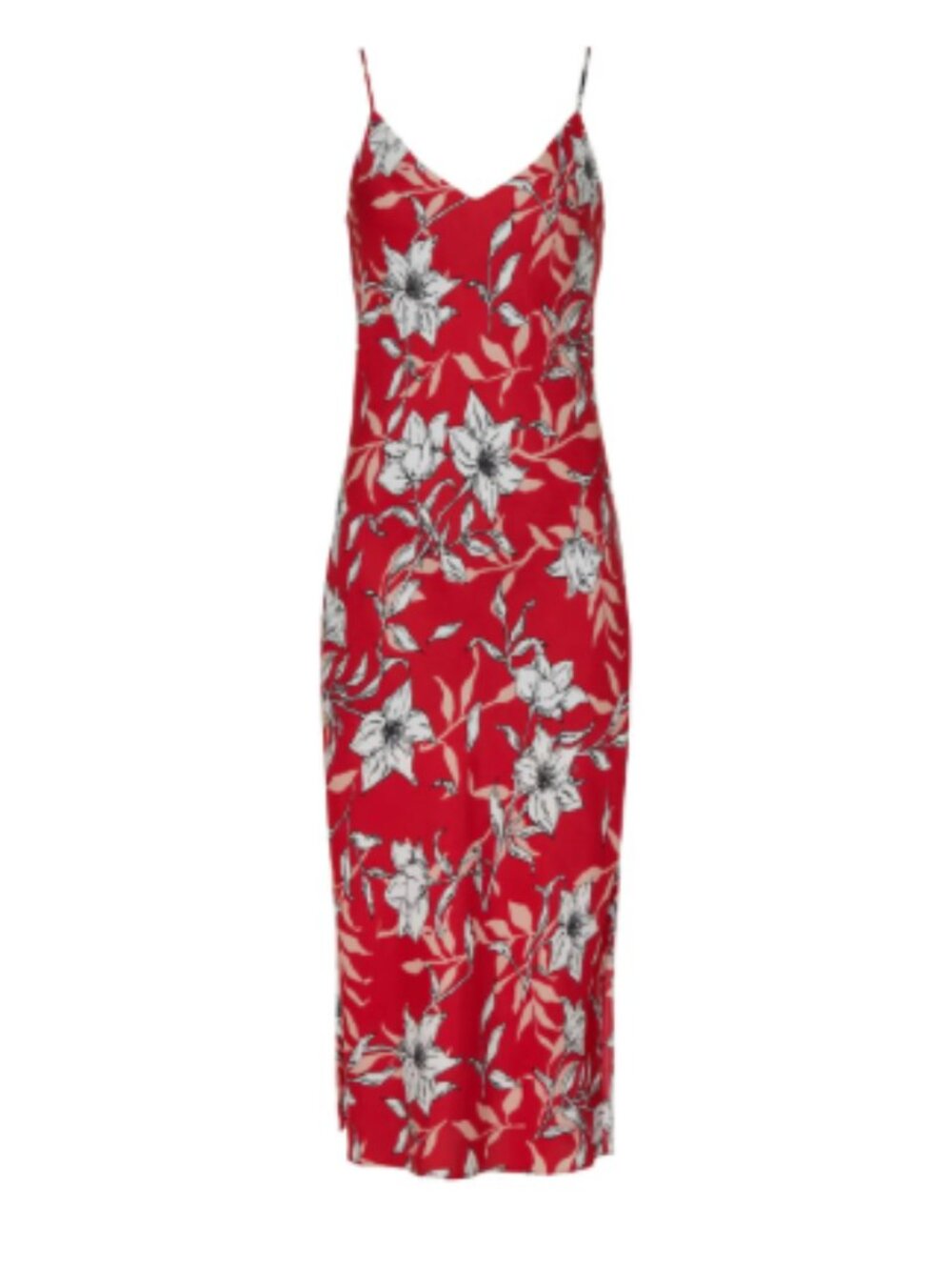 rag & bone Mallory Floral Silk Slip Midi Dress Red Size 2